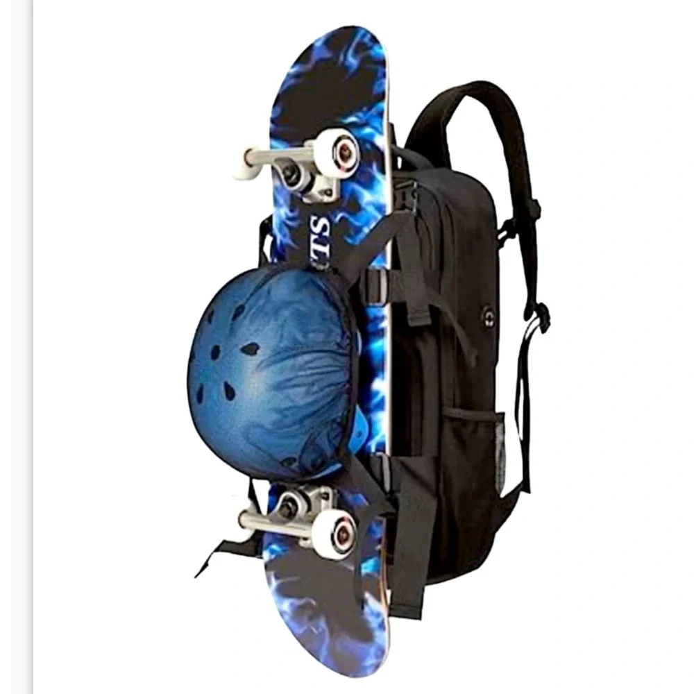 Deluxe Skater Backpack with side pockets Black New Boutique